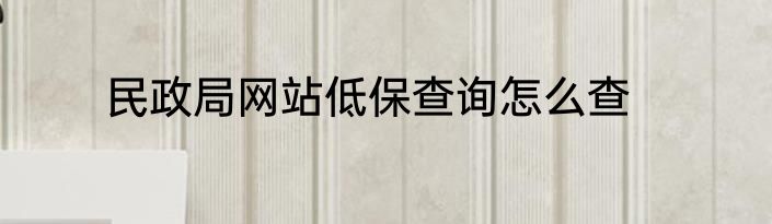 民政局网站低保查询怎么查