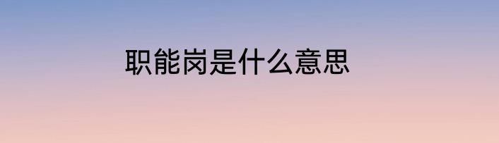 职能岗是什么意思