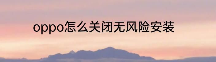 oppo怎么关闭无风险安装