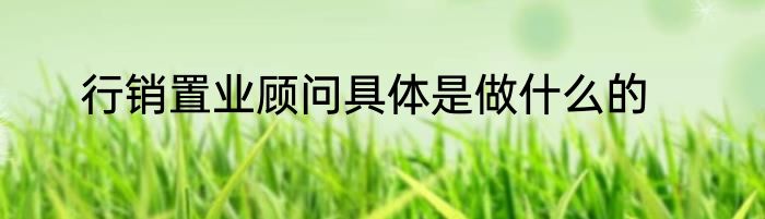 行销置业顾问具体是做什么的