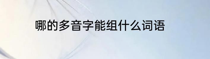 哪的多音字能组什么词语
