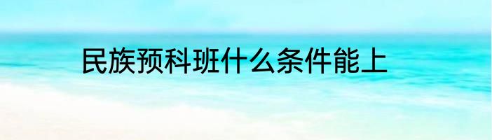 民族预科班什么条件能上