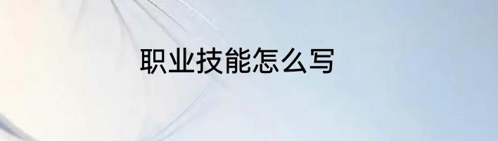 职业技能怎么写