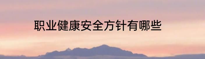 职业健康安全方针有哪些