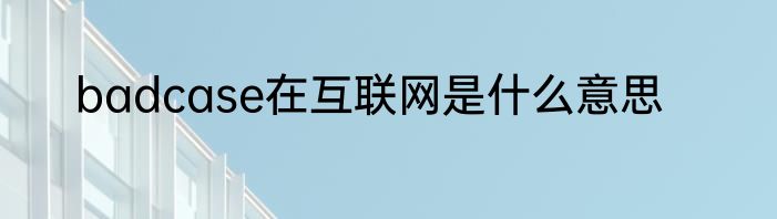 badcase在互联网是什么意思