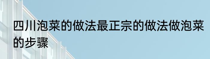 四川泡菜的做法最正宗的做法做泡菜的步骤