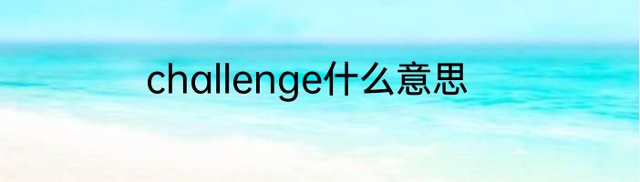 challenge什么意思