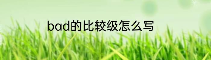 bad的比较级怎么写