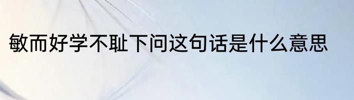 敏而好学不耻下问这句话是什么意思