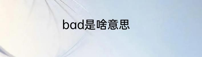 bad是啥意思