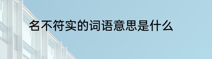 名不符实的词语意思是什么