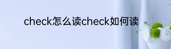 check怎么读check如何读