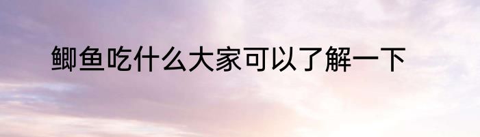 鲫鱼吃什么大家可以了解一下
