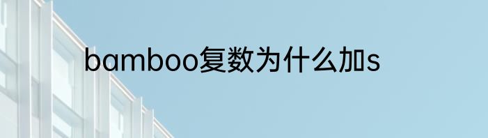 bamboo复数为什么加s