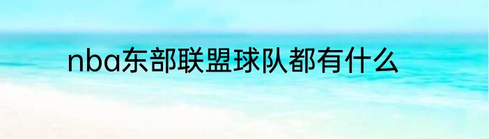 nba东部联盟球队都有什么