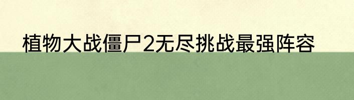 植物大战僵尸2无尽挑战最强阵容