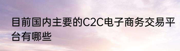 目前国内主要的C2C电子商务交易平台有哪些