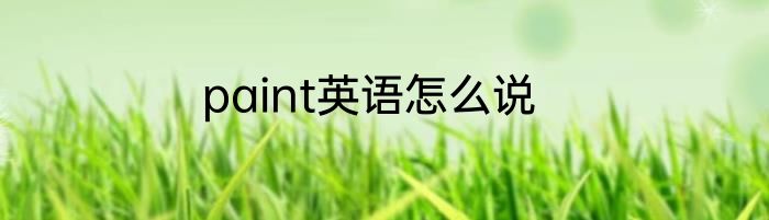 paint英语怎么说