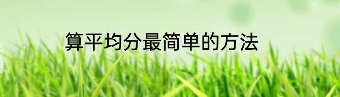算平均分最简单的方法