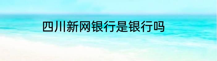 四川新网银行是银行吗