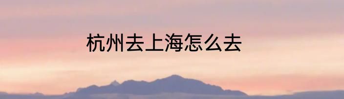 杭州去上海怎么去