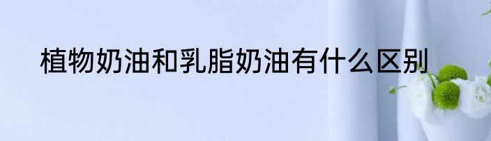 植物奶油和乳脂奶油有什么区别