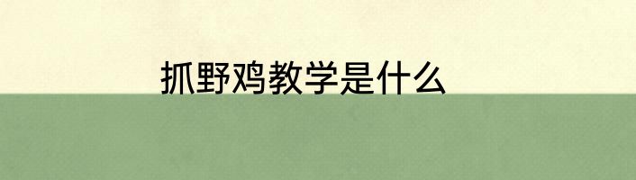 抓野鸡教学是什么