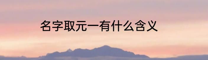 名字取元一有什么含义