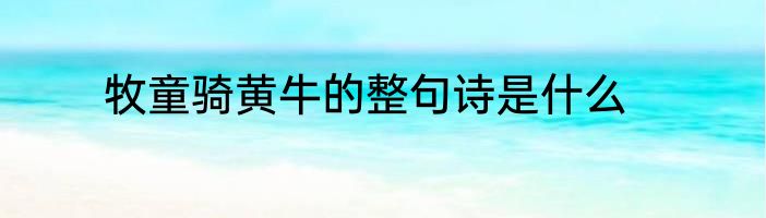 牧童骑黄牛的整句诗是什么