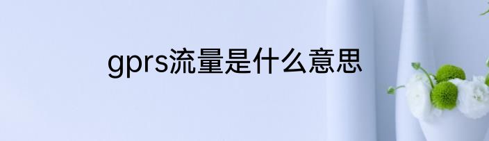 gprs流量是什么意思