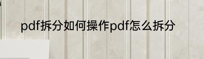 pdf拆分如何操作pdf怎么拆分