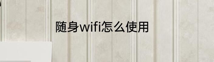 随身wifi怎么使用