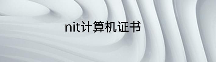 nit计算机证书