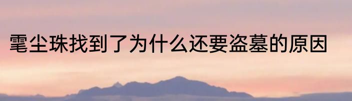 雮尘珠找到了为什么还要盗墓的原因