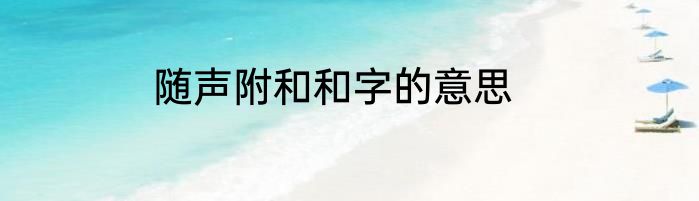 随声附和和字的意思