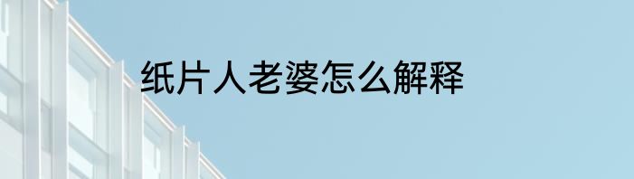 纸片人老婆怎么解释
