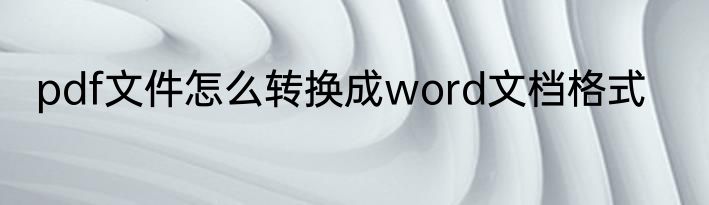 pdf文件怎么转换成word文档格式