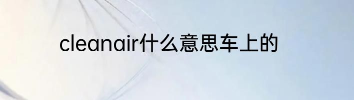 cleanair什么意思车上的