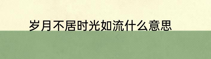 岁月不居时光如流什么意思