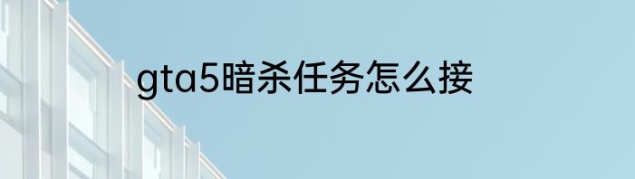 gta5暗杀任务怎么接