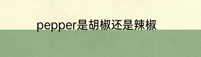 pepper是胡椒还是辣椒