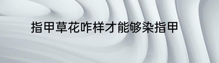 指甲草花咋样才能够染指甲