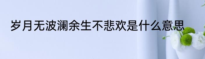 岁月无波澜余生不悲欢是什么意思