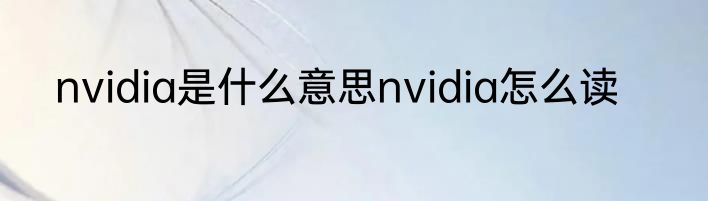 nvidia是什么意思nvidia怎么读