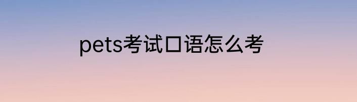 pets考试口语怎么考