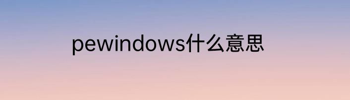 pewindows什么意思