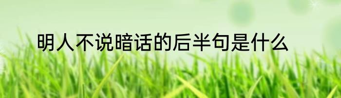 明人不说暗话的后半句是什么