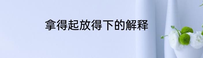 拿得起放得下的解释
