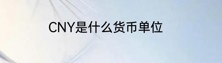 CNY是什么货币单位