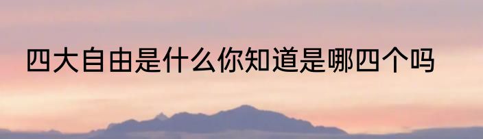 四大自由是什么你知道是哪四个吗